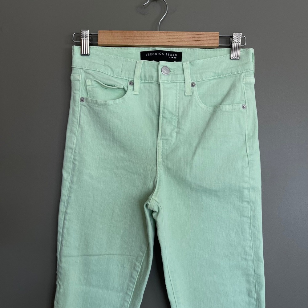 Veronica Beard Carly‎ Kick Flare Jean 26 Pistachio Green Stretch High Rise Chic - Picture 6 of 16